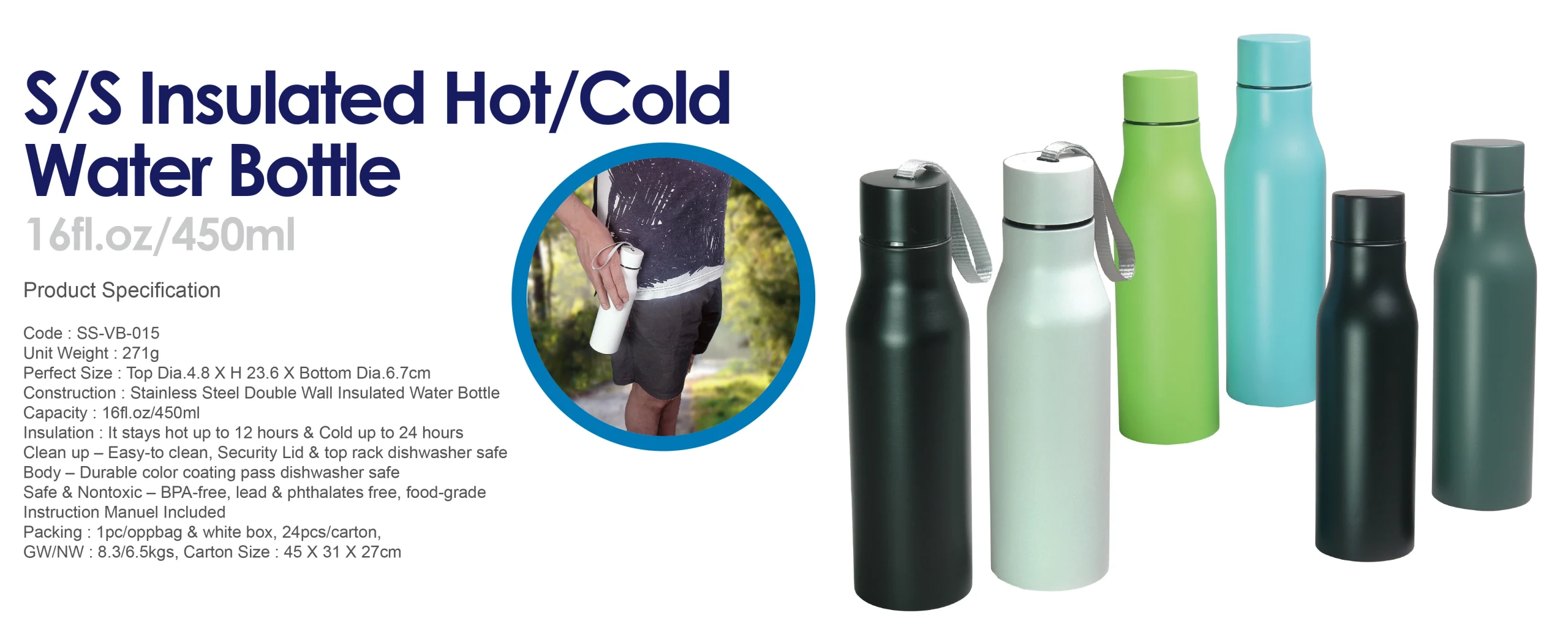 S/S Insulated Hot/Cold Water Bottle