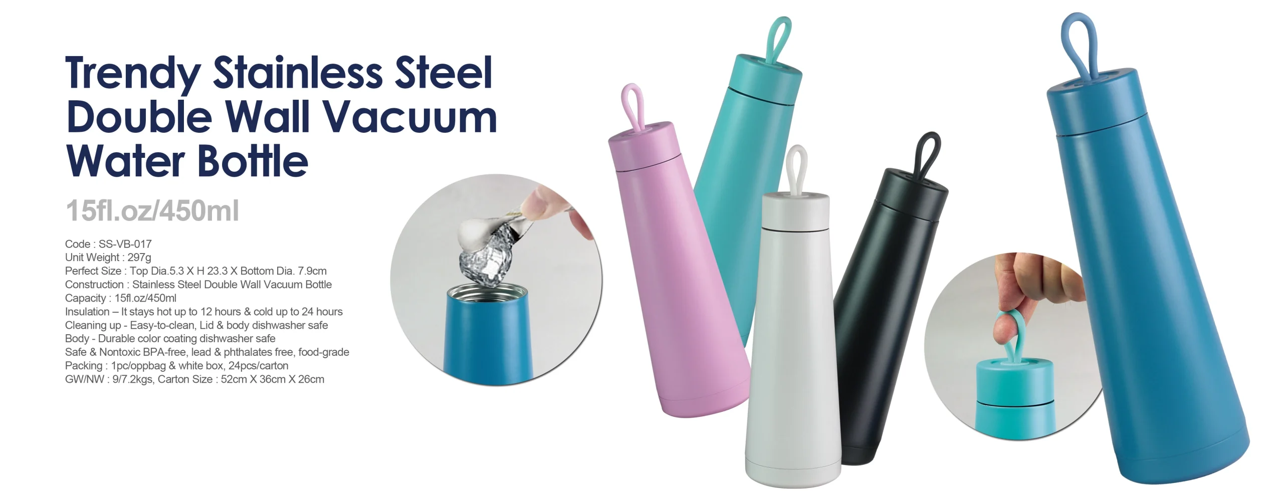 Trendy Stainless Steel Double Wall Vacuum Water Bottle