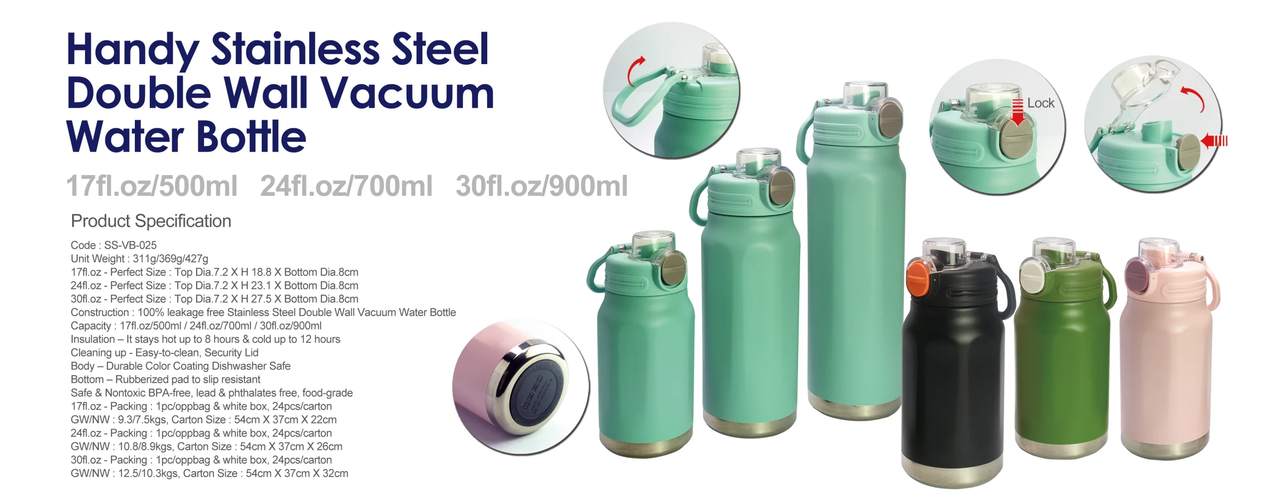 Handy Stainless Steel
Double Wall Vacuum
Water Bottle