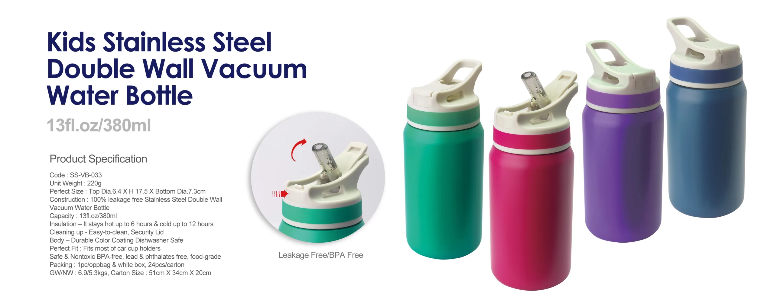 Kids Stainless Steel Double Wall Vacuum Water Bottle